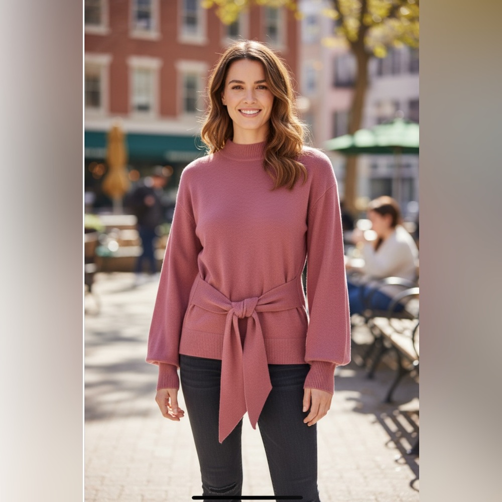 Halogen x Atlantic-Pacific tie waist sweater